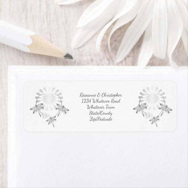 Wedding Envelope Return Address Label Dragonflies (Insitu)