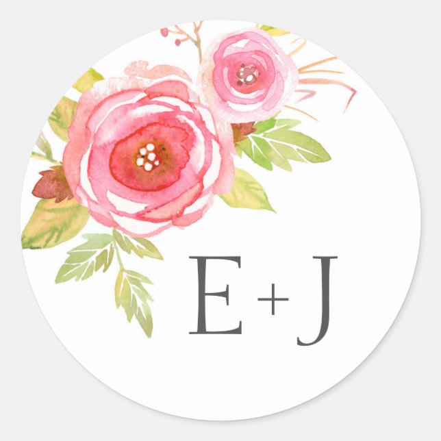 Wedding envelope seals pink floral watercolor 3605 (Front)