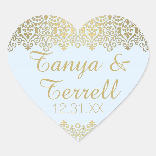 Wedding Envelope Seals Vintage Golden Lace Elegant (Front)