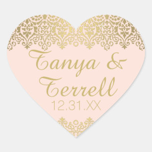 Wedding Envelope Seals Vintage Golden Lace Elegant
