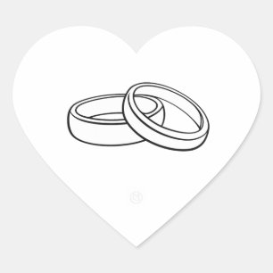 Wedding Envelope Sticker Elegant Rings Heart