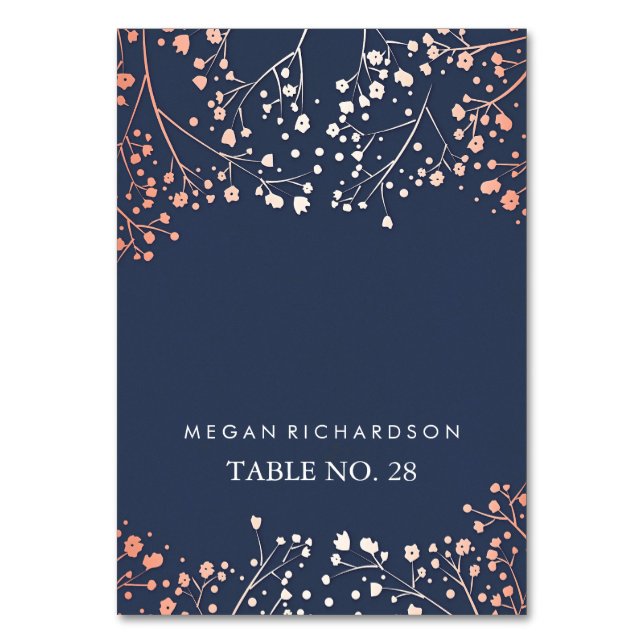 wedding escort cards baby's breath rose gold (Front)