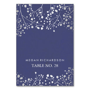 wedding escort cards baby's breath silver - navy