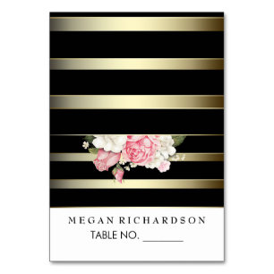 wedding escort cards floral vintage stripes
