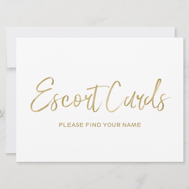 Wedding "Escort cards" Sign | Stylish Golden Invitation (Front)