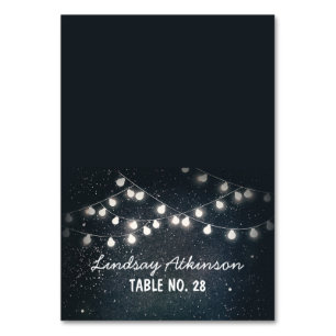 wedding escort cards starry night string lights