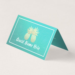 Wedding Escort Table Menu Name Tags Gold Pineapple