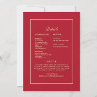 Wedding Ethnic Indian Red & Gold Detail Invitation