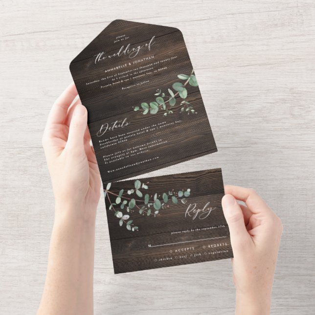 Wedding Eucalyptus botanical modern invite + rsvp (Tearaway)