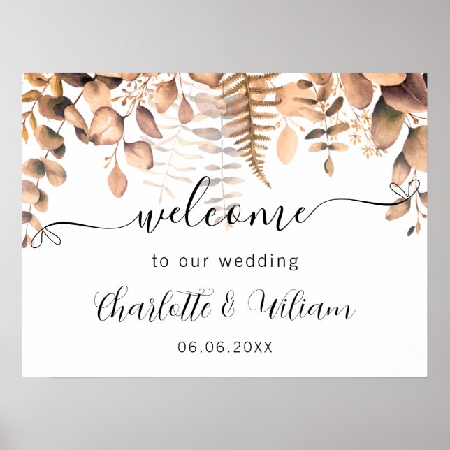 Wedding eucalyptus fall script welcome poster (Front)
