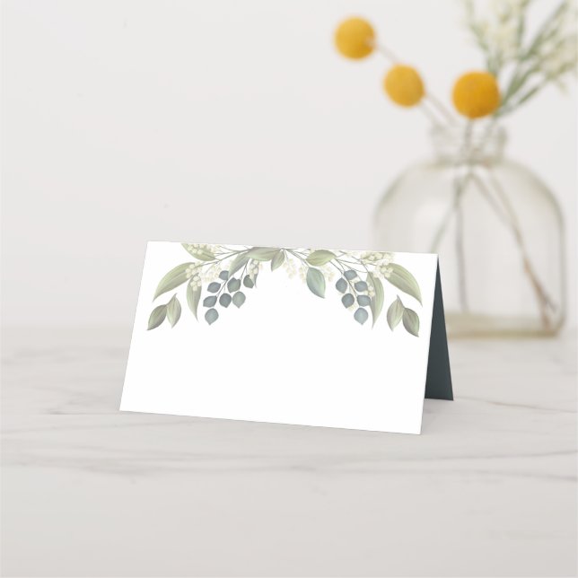 Wedding Eucalyptus Foliage Greenery Blank Place Card (Front)