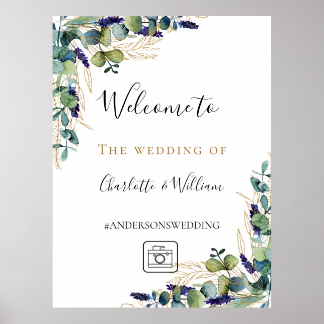 Wedding eucalyptus greenery instagram welcome poster (Front)