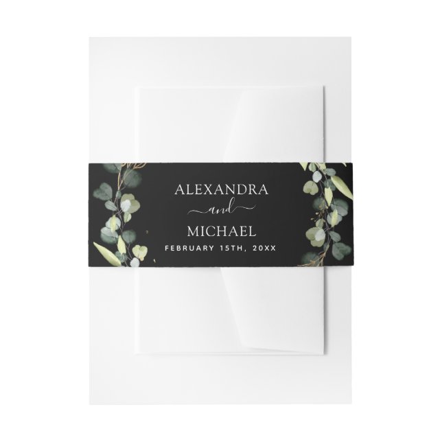 Wedding Eucalyptus Greenery Succulent Elegant Chic Invitation Belly Band (Front Example)