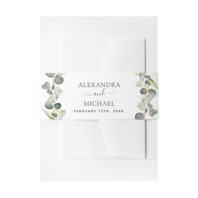 Wedding Eucalyptus Greenery Succulent Elegant Chic Invitation Belly Band (Front Example)