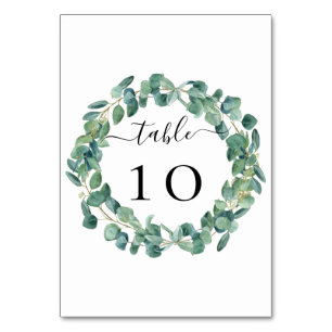 Wedding eucalyptus greenery wreath table number