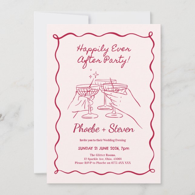 Wedding Evening Invites Happily Ever After Party (Front)