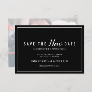 Wedding event change save the new date black white save the date