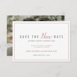 Wedding event change save the new date dusky rose save the date