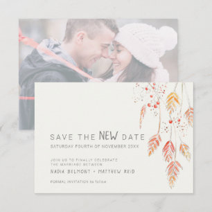 Wedding event change save the new date fall sketch