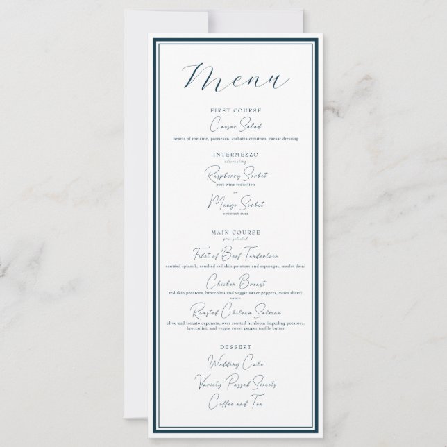 Wedding / Event Classy and Modern Menu  Invitation (Front)