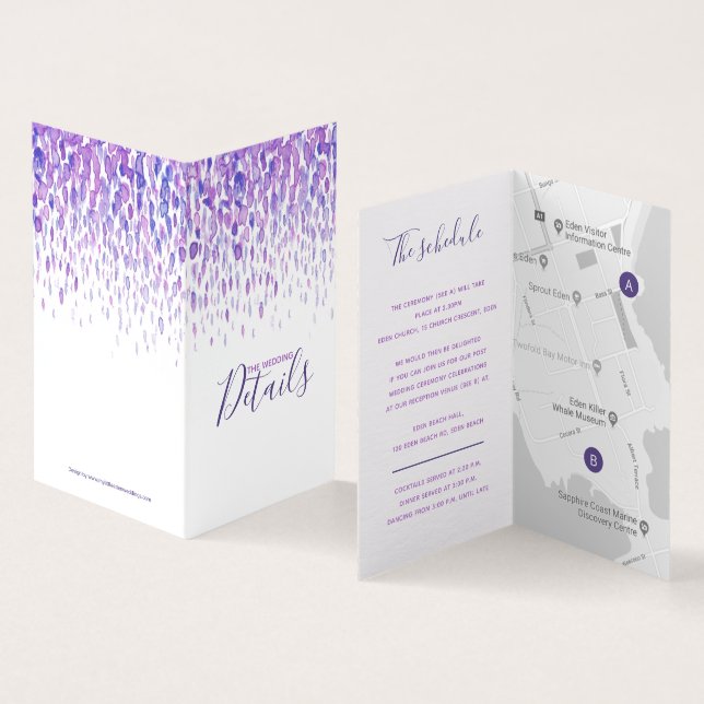 Wedding event details guest purple schedule map (Inside and Outside)