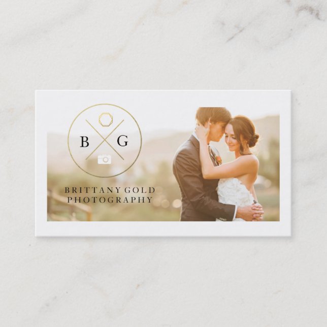 Wedding Event Photography Business Card Black Gold (Front)