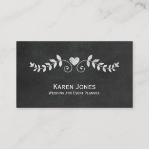Wedding Event Planner Chalkboard Floral Business Card