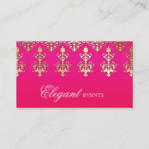 Wedding Event Planner Indian Damask Pink Red Business Card