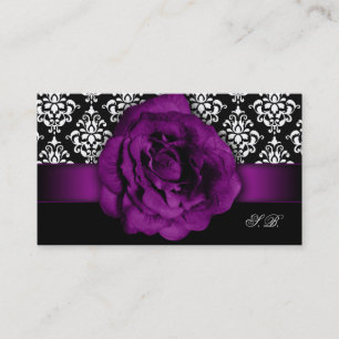 Wedding Event Planner Purple Rose Damask Business Card