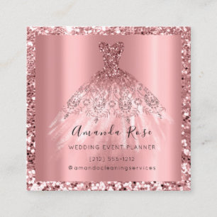 Wedding Event Planner Rose Gold Glitter Dress Appointment Card