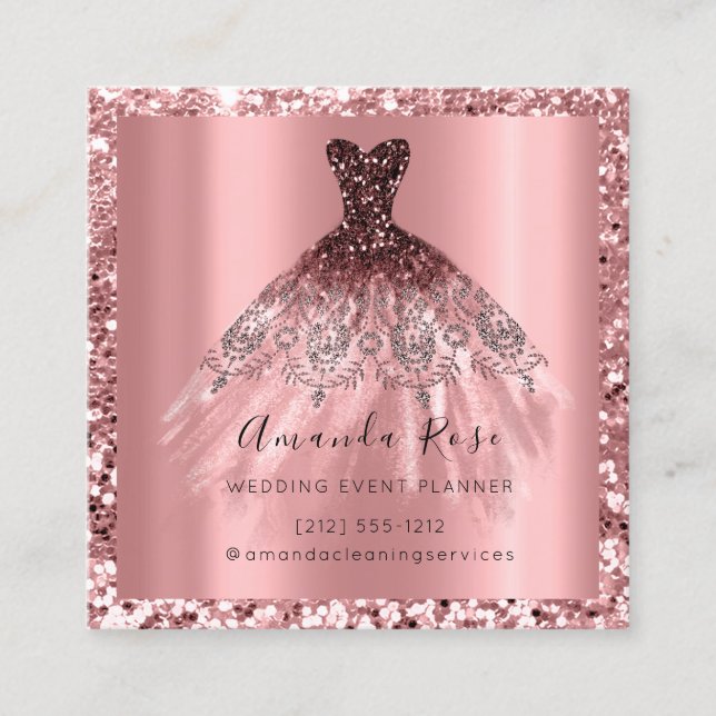 Wedding Event Planner Rose Gold Glitter Spark Appointment Card (Front)