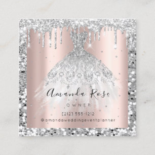 Wedding Event Planner Rose Gold GlitterSilver drip Appointment Card