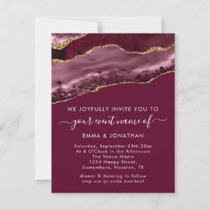 Wedding Event QR Code Burgundy Gold Marble 