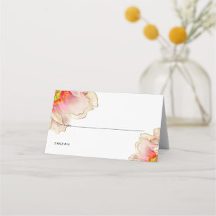 Wedding   Exotic Coral Rose Peony  Place Card