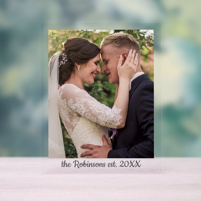 Wedding Family Established Date Personalized Photo Acrylic Sign (Neutral)