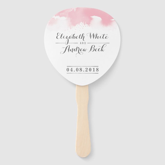 WEDDING FAN stylish watercolor chic blush pink (Front)
