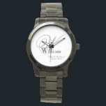 Wedding Father Of Groom Gift Monogram Name Classic Watch<br><div class="desc">Wedding Father Of The Groom Gift Monogram With Personalized Name Classic Sporty Black Keepsake Watch. Click personalize this template to customize it with the Monogram initial, the name, and the marriage date quickly and easily. Wedding Father Of Groom Gift Monogram Name Classic Watch, is part of the Parent Gifts Collection,...</div>