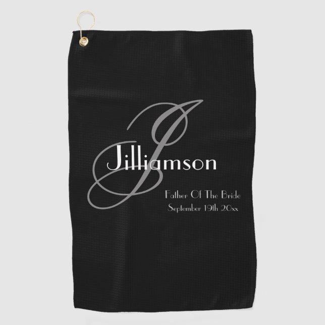 Wedding Father Of The Bride Gift Modern Monogram  Golf Towel (Front)