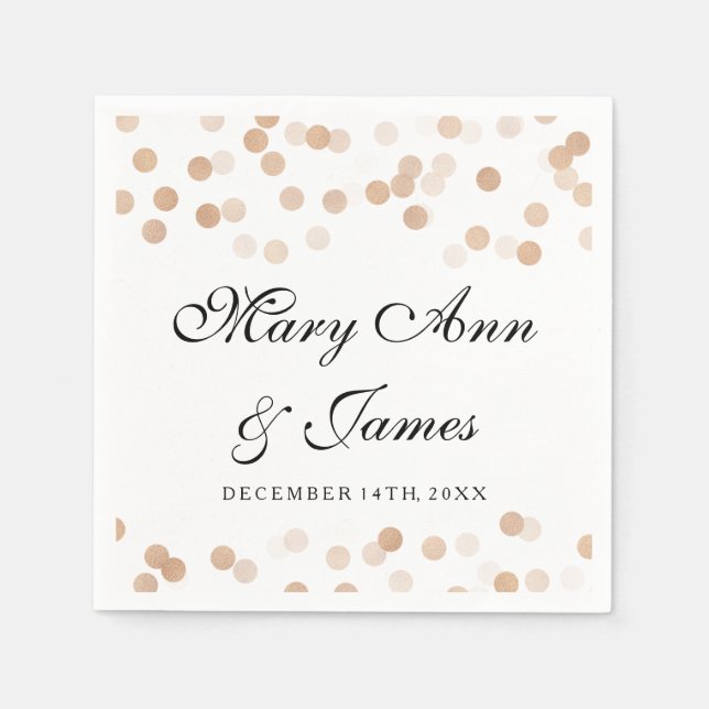 Wedding Faux Copper Foil Glitter Lights Napkin (Front)
