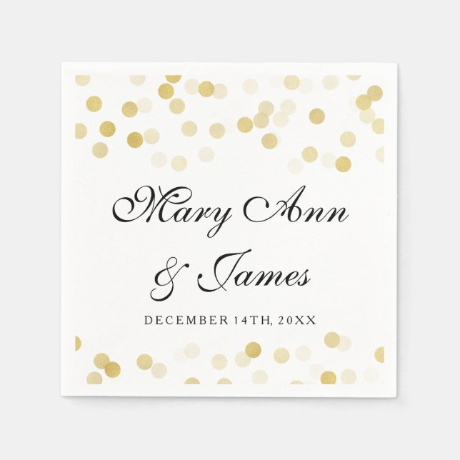 Wedding Faux Gold Foil Glitter Lights Napkin (Front)