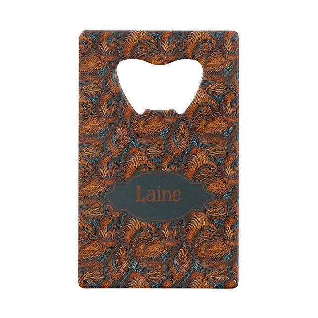 Wedding Faux Tooled Leather Look Credit Card Bottle Opener (Front)