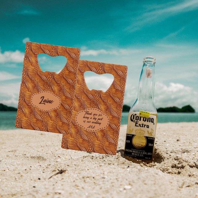 Wedding Faux Tooled Leather Look Credit Card Bottle Opener (Creator Uploaded)