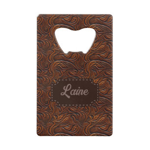 Wedding Faux Tooled Leather Look Credit Card Bottle Opener