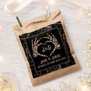 Wedding Favor Bags Skeleton Hands Heart Event