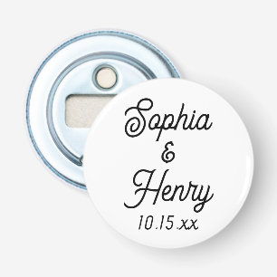 Wedding Favor Elegant Script Black Typography Bottle Opener