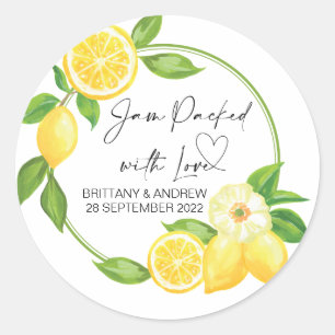 Wedding Favor Jam Packed With Love Lemons Classic Round Sticker