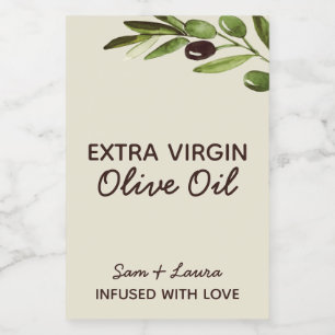 Wedding Favor Olive Oil Modern Rustic Bottle Wine Label