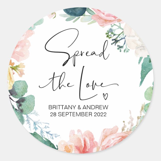 Wedding Favor Spread the Love Jam Jar Candle Classic Round Sticker (Front)