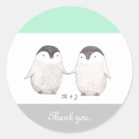 Wedding Favor Sticker Cute Penguin Wedding Sticker