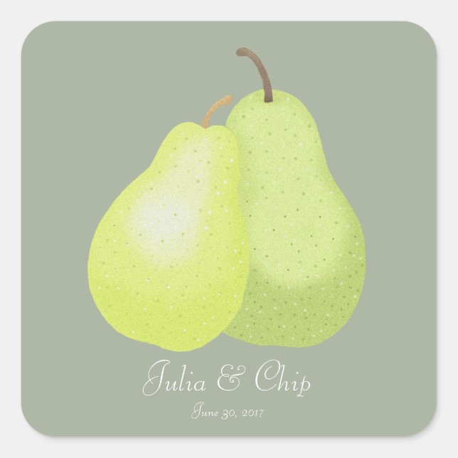 Wedding Favor Sticker Elegant Modern Pear Humor (Front)
